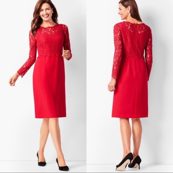 NWT RSVP by Talbots Lace Overlay Long Sleeve Dress - Picture 1 of 10